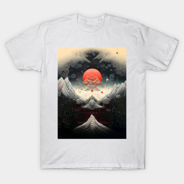 Japanese Geometry: Celestial Landscape T-Shirt by Puff Sumo